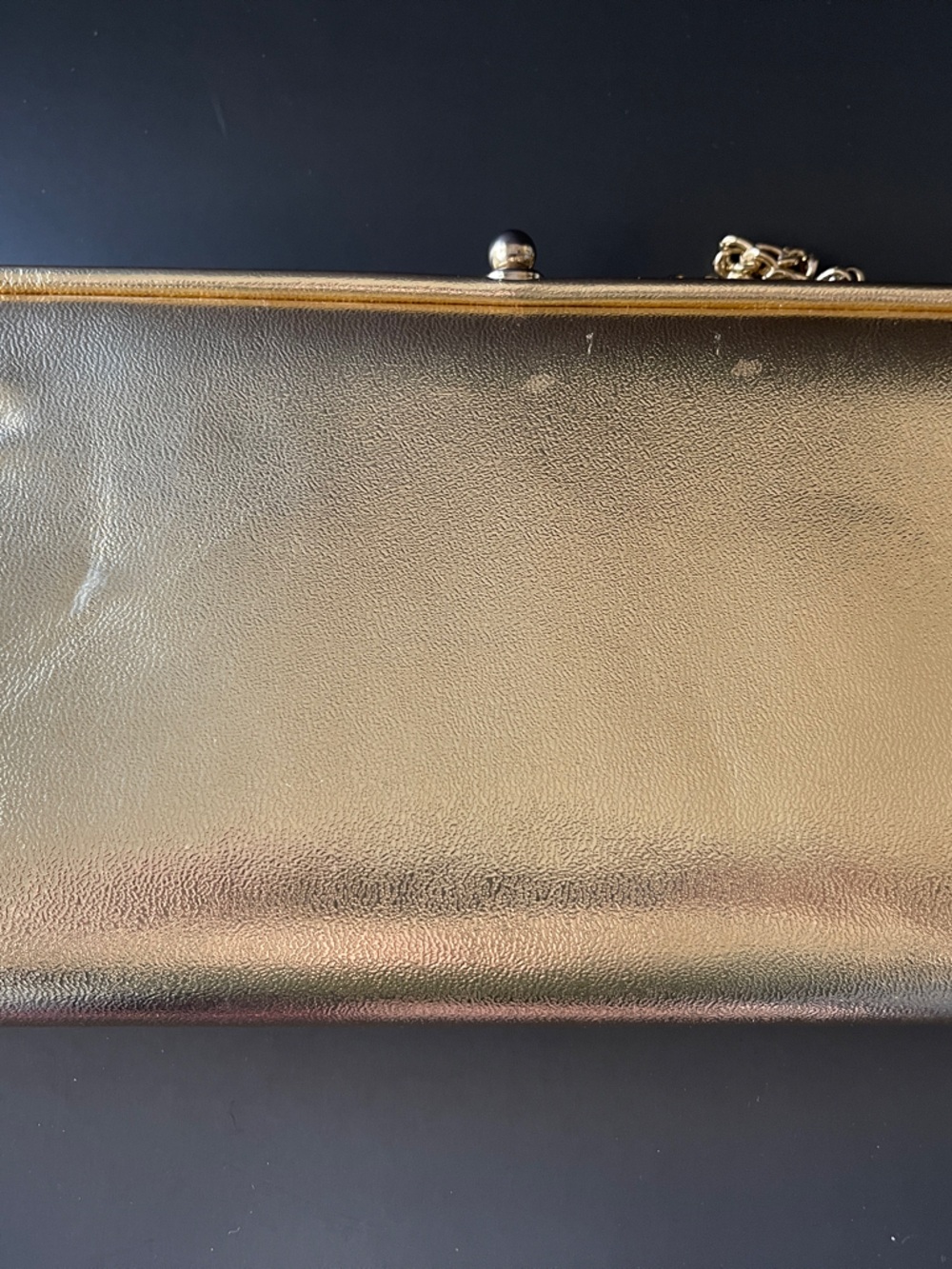 Metallic Gold Chain-Handle Clutch - Picture 5 of 6